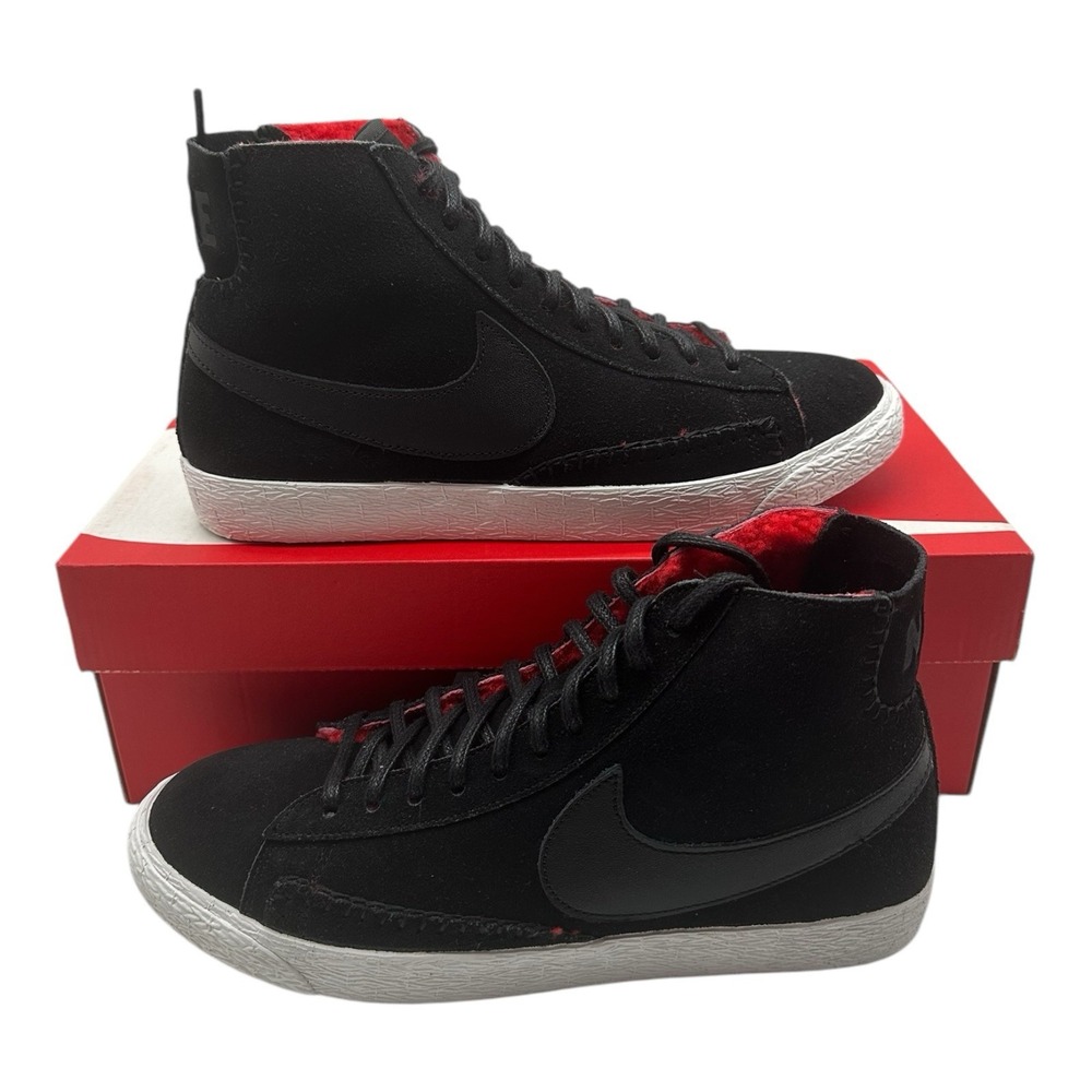Nike Blazer Mid Premium Shoes Womens Sz 8.5 Black Red White Sneakers 403729-007